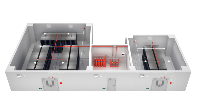 机房七氟丙烷灭火系统3D图
