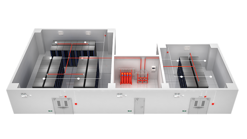 七氟丙烷气体灭火系统安装3D图